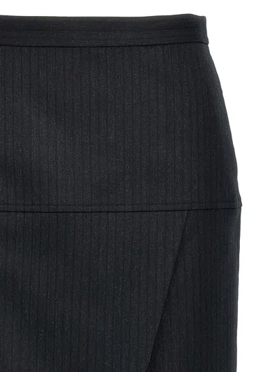 Fendi Zip-embellished Velvet Maxi Skirt In Gray