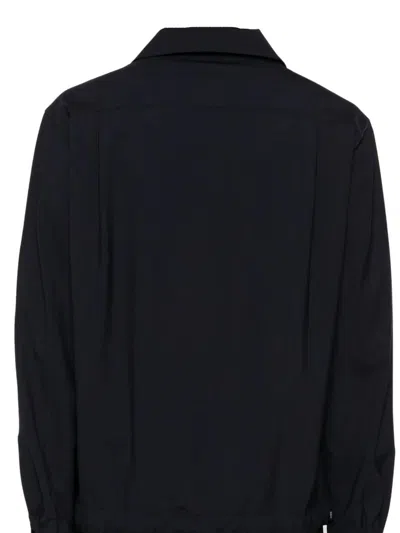Givenchy Camp Collar Wool Blend Shirt In Blue