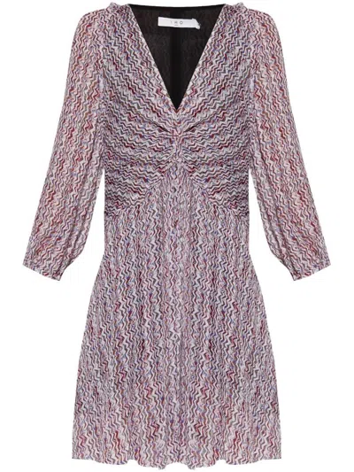 Iro Graphic Print Mini Dress With Asymmetric Hem In Pink