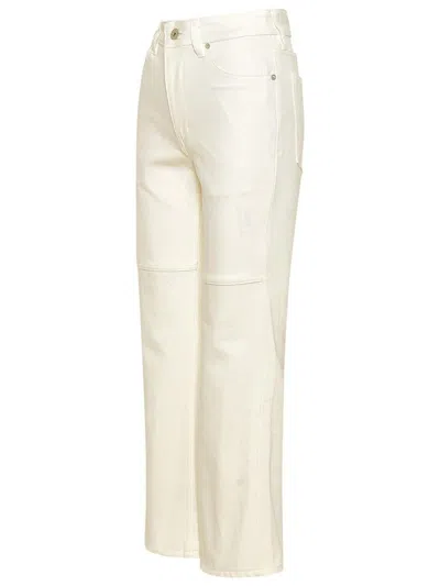 Jil Sander Cotton Denim Mid Rise Knee Line Jeans In Beige