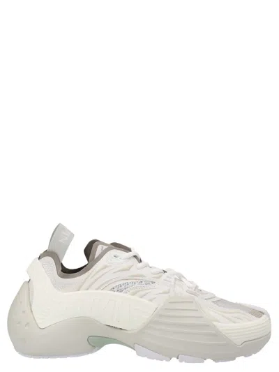 Lanvin Flash-x Mesh Upper Sneakers With Textured Panels In White