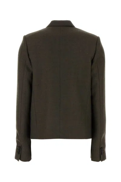 Loewe Wool Double-breasted Jacket In Brown