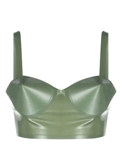 Maison Margiela Adjustable Balconette Bra With Wide Shoulder Straps In Green