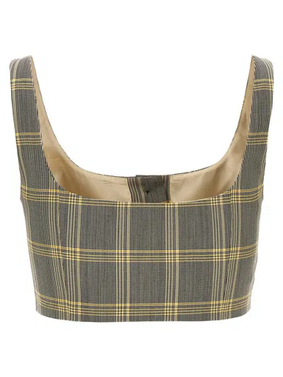 Marni Cropped Check Print Top With Button Closure In Multicolor