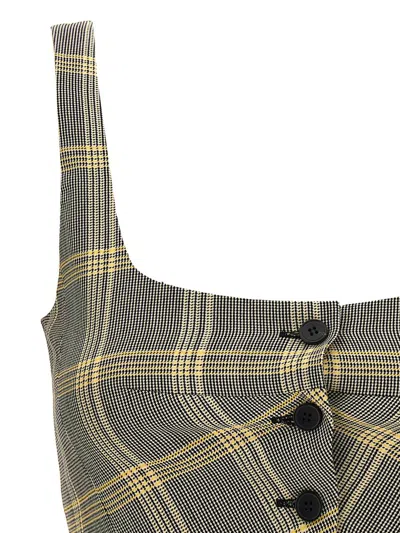 Marni Cropped Check Print Top With Button Closure In Multicolor