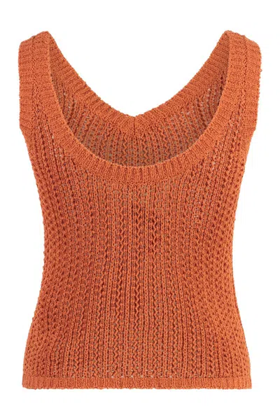 Max Mara Arrigo Crochet Top In Orange