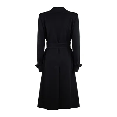 Max Mara Black Virgin Wool Trench Coat In Black
