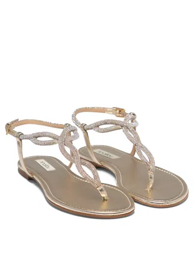 Ninalilou Leather Flat Sandal In Gold