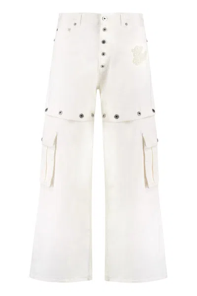 Off-white Convertible Logo-embroidered Cargo Jeans In White