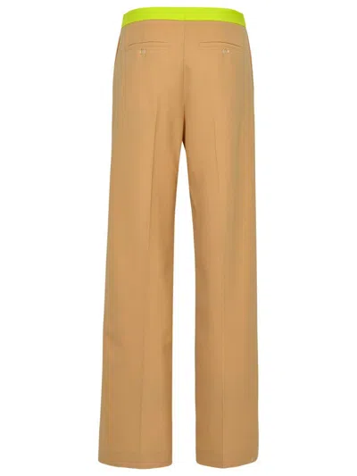 Off-white Off White Beige Wool Blend Active Pants In Brown