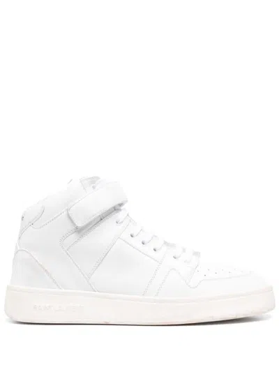Saint Laurent Lax Sneakers In Washed-out Effect Leather In White