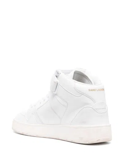Saint Laurent Lax Sneakers In Washed-out Effect Leather In White