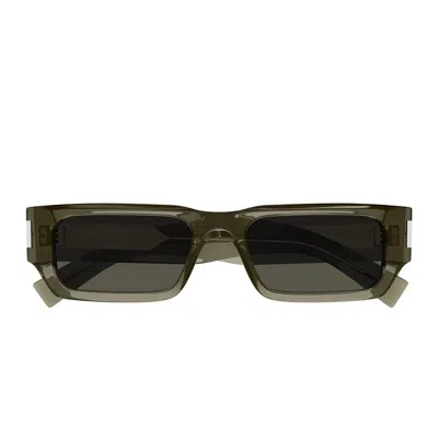 Saint Laurent Sl 660 Rectangle-frame Sunglasses In Beige