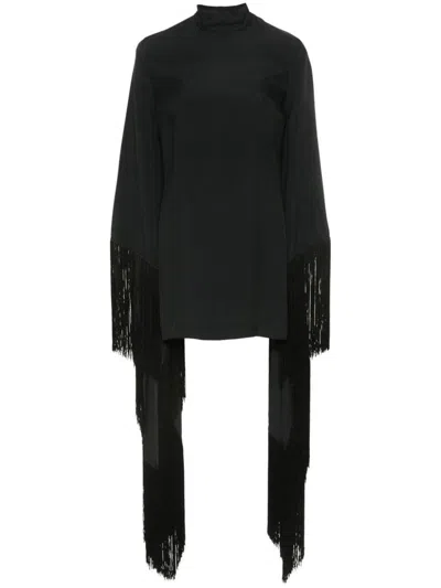 Taller Marmo Mini Del Mar Fringed Mini Dress In Black