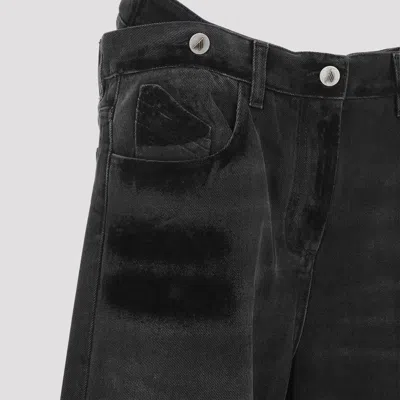 Attico Layered Waist Wide-leg Jeans In Black