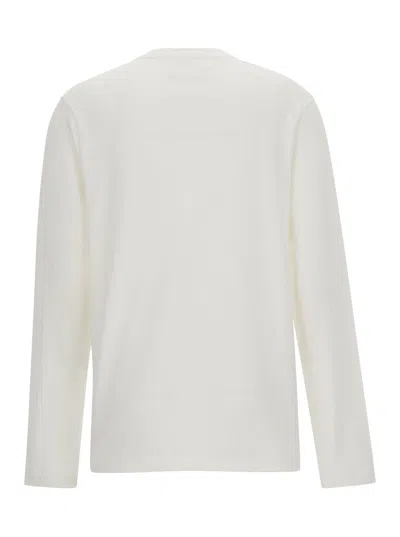 Jil Sander Crew Neck Long Sleeve Boxy Fit Printed Logo Sweatshirt In White