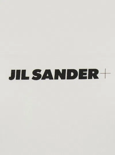 Jil Sander Crew Neck Long Sleeve Boxy Fit Printed Logo Sweatshirt In White