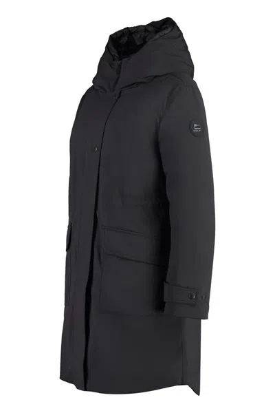 Woolrich Military Technical Fabric Parka With Internal Removable Down Jacket In Black