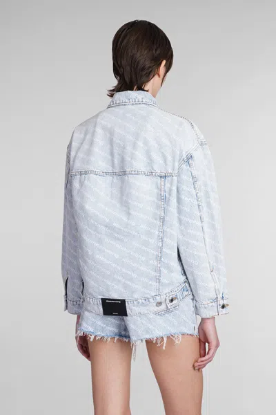 Alexander Wang Falling Back Logo-print Denim Jacket In Blue