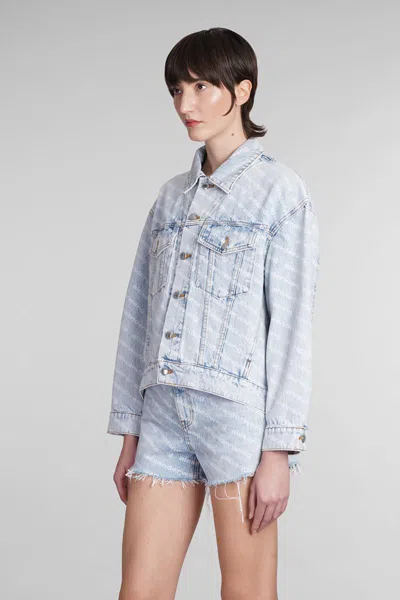 Alexander Wang Falling Back Logo-print Denim Jacket In Blue