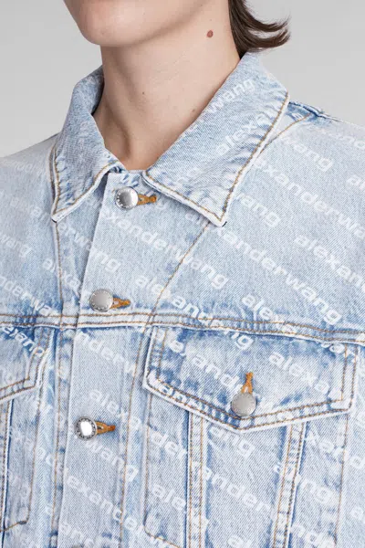 Alexander Wang Falling Back Logo-print Denim Jacket In Blue