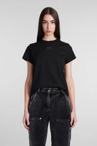 Alexander Wang Essential Jersey Shrunk Tee With Puff Logo Black In Black
