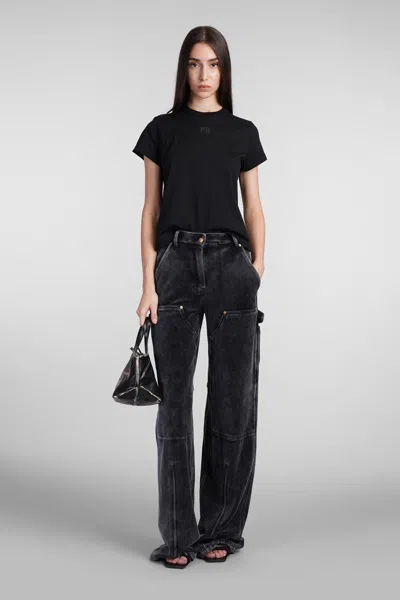 Alexander Wang Essential Jersey Shrunk Tee With Puff Logo Black In Black