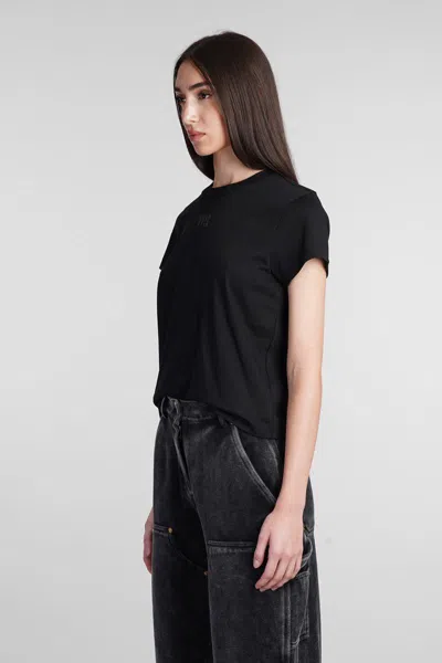 Alexander Wang Essential Jersey Shrunk Tee With Puff Logo Black In Black