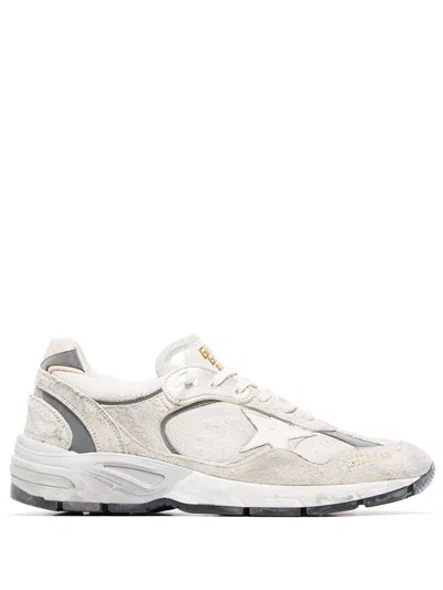 Golden Goose Running Dad Net And Suede Upper Leather Star And Heel Suede Spur Shoes In Silver