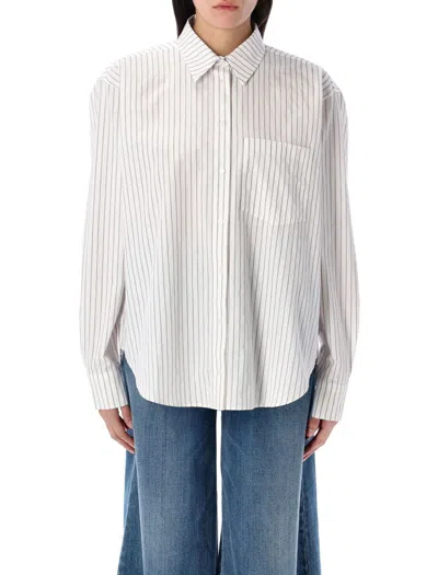Shop Anine Bing Braxton Shirt In White Bordeaux