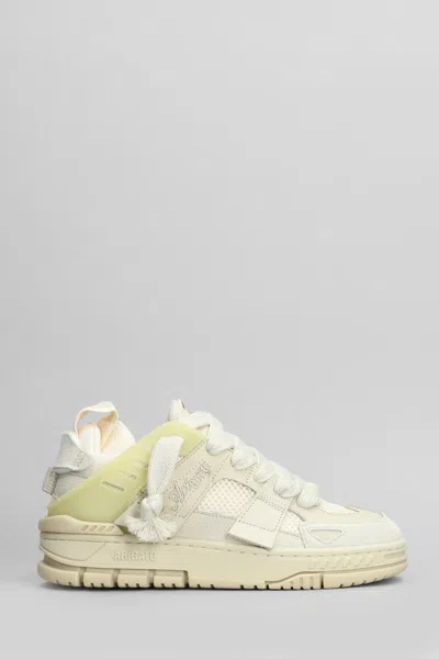 Axel Arigato Mens Cream Area Patchwork Leather And Recycled Polyester Mid-top Trainers In Beige