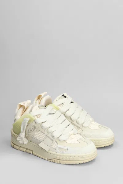 Axel Arigato Mens Cream Area Patchwork Leather And Recycled Polyester Mid-top Trainers In Beige