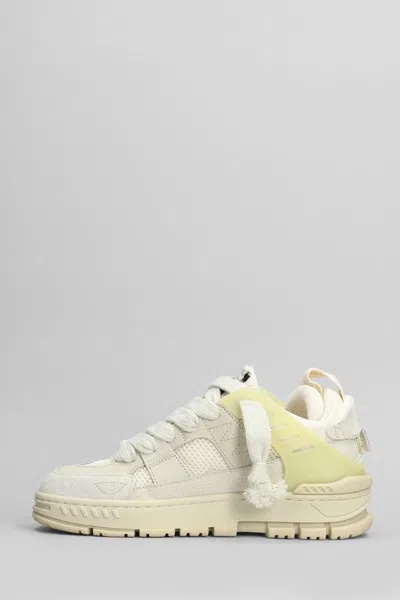 Axel Arigato Mens Cream Area Patchwork Leather And Recycled Polyester Mid-top Trainers In Beige