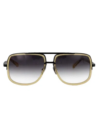 Dita Mach Six Dts121 01 Yellow Gold And Black Rhodium In Matte Black - Vintage Clear W/grey To Clear Gradient