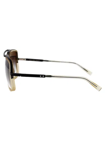 Dita Mach Six Dts121 01 Yellow Gold And Black Rhodium In Matte Black - Vintage Clear W/grey To Clear Gradient