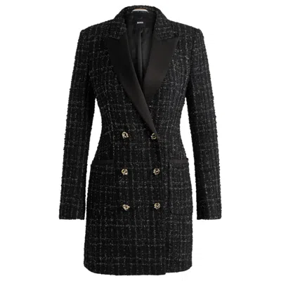Hugo Boss Tuxedo-style Dress In Sparkling Tweed In Black