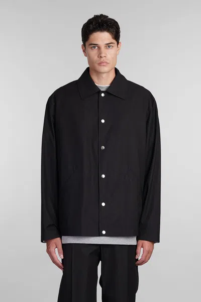 Jil Sander Black Shirt-jacket With Logo In Black