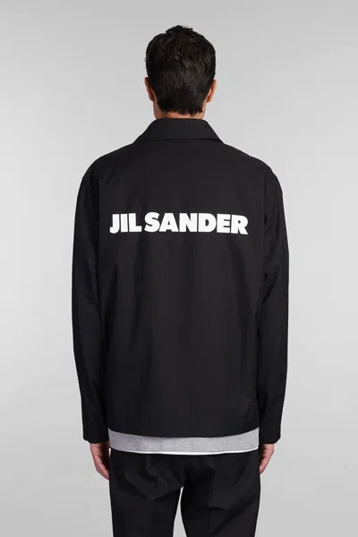 Jil Sander Black Shirt-jacket With Logo In Black