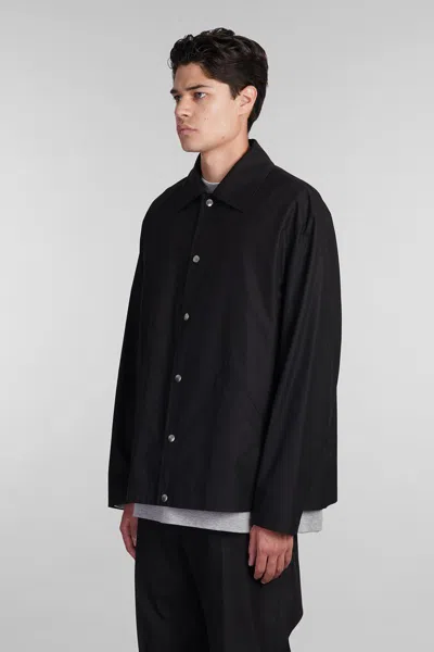 Jil Sander Black Shirt-jacket With Logo In Black