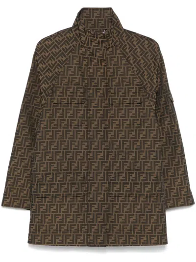 Fendi Kurzmantel Aus Canvas Mit Ff In Brown