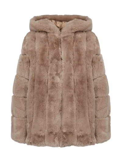 V73 Faux-fur Jacket In Beige