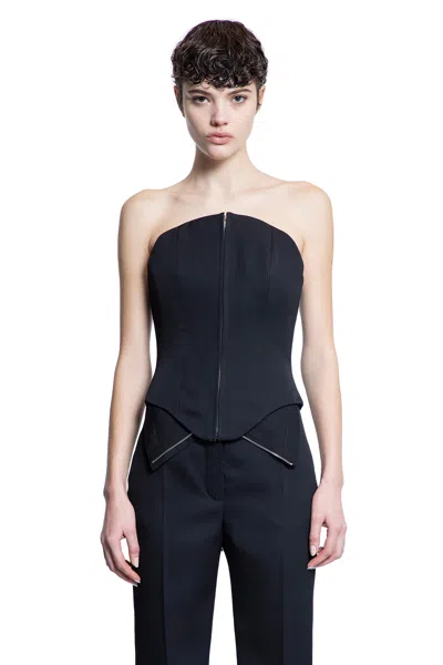 Alexander Mcqueen Zip-up Corset Top In Black