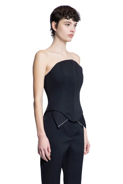 Alexander Mcqueen Zip-up Corset Top In Black