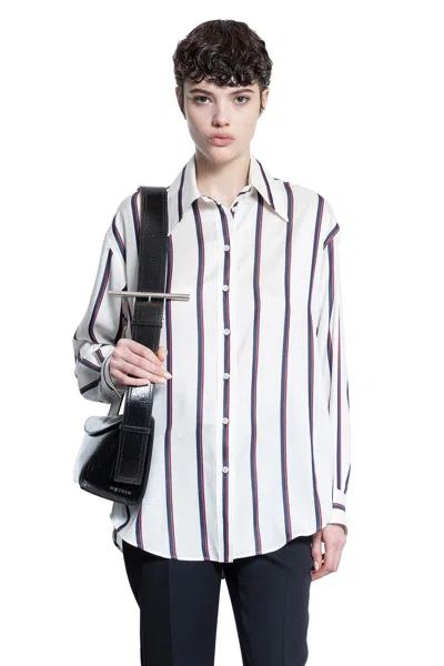 Alexander Mcqueen Alexander Mc Queen Ivory Navy Burgundy Striped Shirt In Multicolor