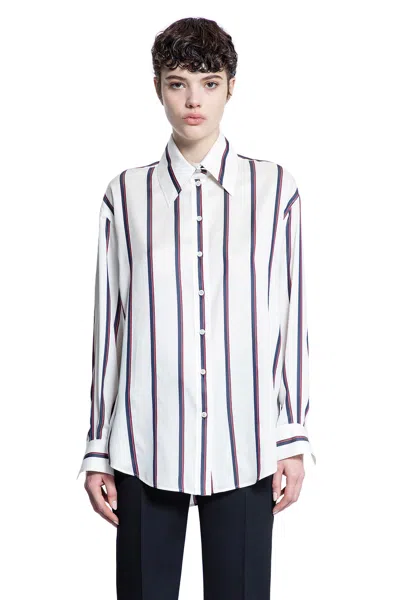 Alexander Mcqueen Alexander Mc Queen Ivory Navy Burgundy Striped Shirt In Multicolor