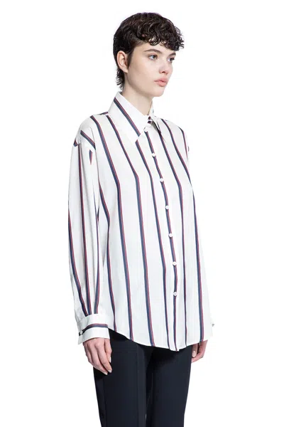 Alexander Mcqueen Alexander Mc Queen Ivory Navy Burgundy Striped Shirt In Multicolor