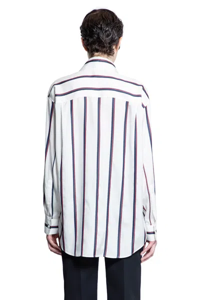 Alexander Mcqueen Alexander Mc Queen Ivory Navy Burgundy Striped Shirt In Multicolor