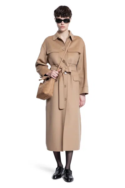S Max Mara Woman Beige Coats In Beige