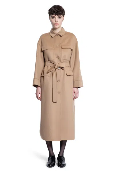 S Max Mara Woman Beige Coats In Beige