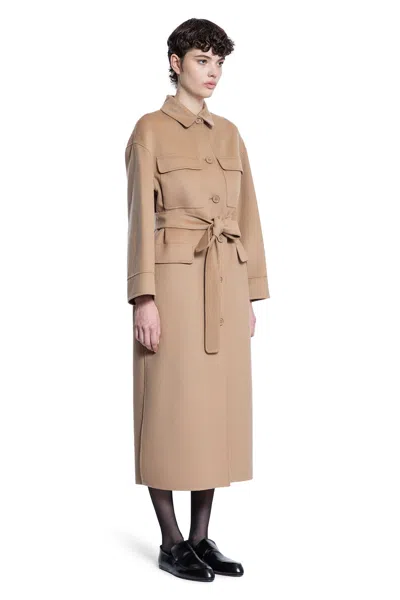 S Max Mara Woman Beige Coats In Beige